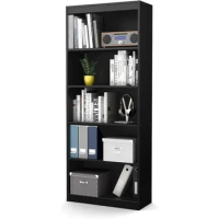 5-Shelf Bookcase - Black Bookcase for Books Book Shelves Storage Furniture Bookshelf Living Room Home