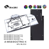 Bykski GPU Block , For MSI RX 6800 6900 6950 XT Gaming X Trio , Full Cover Liquid Cooler GPU Water Cooling, A-MS6900TRIO-X