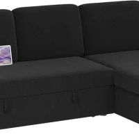 Sectional Sofa L-Shaped Sofa Couch Bed w/Chaise &amp; USB, Reversible Couch Sleeper w/Pull Out Bed &amp; Storage Space