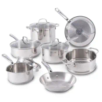 Induction Cookware Set Stainless Steel Dishwasher Safe Pots Pans Dutch Oven Silver