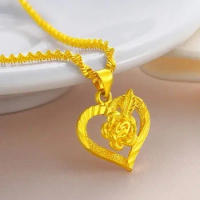9999 24k real gold necklace women's real gold 24K necklace pendant gold necklace women's jewelry fashion hundred items