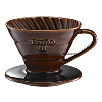 金時代書香咖啡  TIAMO V01陶瓷圓錐咖啡濾器組(咖啡) 附濾紙量匙  HG5537BR