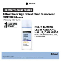 NEUTROGENA Ultra Sheer Fluid Sunscreen Age Shield SPF 50 PA ++++ 40ml - Sunscreen Moisturizer untuk 