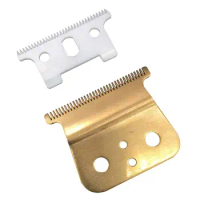 Gold for T Outliner Blade for Andis T Outliner, for Andis Gtx Replacement Blade (White T Blade + Glod Steel Blade)
