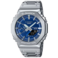 CASIO 卡西歐 G-SHOCK 藍牙連線x太陽能 全金屬 八角雙顯腕錶 女神節 禮物 推薦 44.4mm / GM-B2100AD-2A