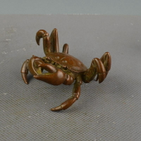 古玩銅器 紅銅紫銅螃蟹小擺件茶幾茶寵裝飾品工藝品1入