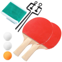 Portable Ping Pong Post Net Rack Ping Pong Paddles Quality Table Tennis Rackets Set Ping Pong Training Adjustable Extending Net
