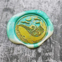 stamp head of Whale sea wave with star moon Retro Wood Stamp Sealing Wax Seal Stamp Wedding Decorative sealing Stamp wax seals