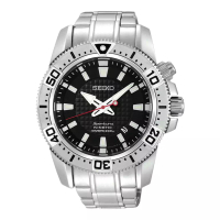Seiko Jam Tangan Pria Seiko Sportura SKA509P1 Kinetic Diver Black Dial Stainless Steel Strap