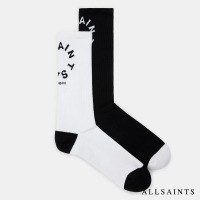 【ALLSAINTS】TIERRA LOGO運動襪兩入組-黑白 MW503Z(寬鬆版型)