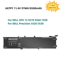 NEW 97WH 6GTPY Laptop Battery For DELL XPS 15 9570 9560 7590 For DELL Precision 5520 5530 Series Notebook H5H20 56WH