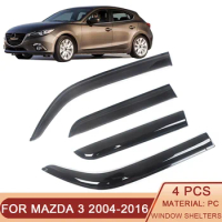 For Mazda 3 2004-2016 Car Side Window Visor Sun Rain Guard Shade Shield Shelter Protector Cover Trim Frame Sticker Accessories