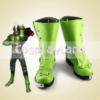 Kamen Rider Masked Rider THE NEXT 1 Cosplay Boots Shoes Green Men Shoes Costume Customized Accessories Halloween Party Shoes