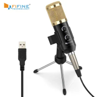 FIFINE Condenser Microphone with Tripod Stand Microphone Clip USB Socket suit for PC Macbook for Online Teaching Chatting k058