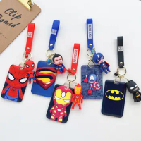 Marvel Spider Man Captain America Iron man Card Protector Key Chain Pouch Multi-use Protector Cover Badge Office School Supplies