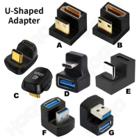 360 Degree U-shaped USB3.2 Type-c Adapter Mini HDMI gender Adapter USB Male to Female Extension USB C Converter HD 2.1V 8K 60Hz