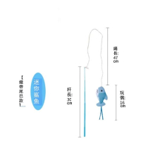 Petio-逗貓棒長桿玩偶幼成貓互動玩具織帶尾巴款-迷你鯊魚#K101371 