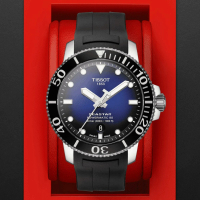 【TISSOT 天梭 官方授權】SEASTAR 1000 海洋之星 300米陶瓷圈潛水機械腕錶 女王節(T1204071704100)