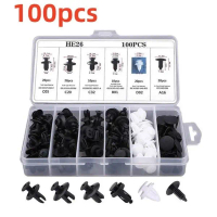 hj - 100 Pcs Baut Rivet Klip Serbaguna Bemper Body Spakbor Motor Mobil Universal HE26 100PCS C05 C20