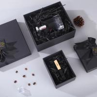 黑色禮物盒 精美禮物盒 包裝盒(驚喜盒 生日禮盒 附提袋)
