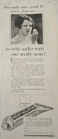 1927 Mentholatum Why suffer with one stuffy nose Vintage Ad