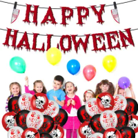 Halloween Balloons Decorations Bloody Themed Decorations Kit Bloody Themed Happy Halloween Balloon Banner Kit With Cupcake