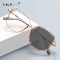 VKYEE Classic Retro Large Framed Glasses Anti-Blue Light Glasses Photochromic Customizable Prescription Glasses PFD2211