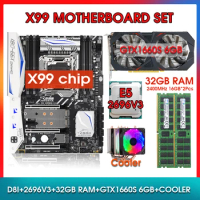 X99-D8I Motherboard KIT Xeon E5 2696 V3 CPU 32GB(16GB*2) RAM 2400mhz with GTX 1660S 6GB Video Card and cooler