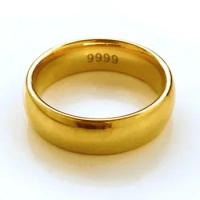 Pure Plated Real 18k Yellow Gold 999 24k Rings for Men and Women Smooth Lover Antithes Simple Ring Long Lasting Never Fade Jewel