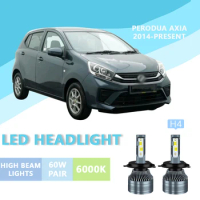 2PCS FOR Perodua AXIA 2014-PRESENT 6000k H4 Super Bright Hi/Lo Beam Headlamp Lampu LED Headlight Bulb White Light