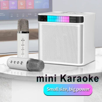 Dual Microphone Karaoke Machine Depusheng YS-208 Portable Bluetooth Speaker Home KTV Sound System Set Wireless Professional Vide