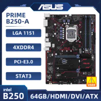 ASUS PRIME B250-A Motherboard 1151 Intel B250 DDR4 64GB PCI-E 3.0 M.2 SATA III USB3.0 ATX support 7th/6th gen Core Core i3-7100