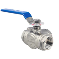 3/8" 1/2" 3/4" 1" 1-1/2" 2" SS304 Stainless Steel Three-way Ball Valve T/L Type DN15 DN20 DN25 BSPT Female thread Ball Valves