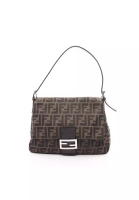 Fendi 二奢 Pre-loved Fendi mamma bucket Zucca Shoulder bag canvas leather Brown black Dark brown