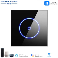 FrankEver WiFi Smart Tuya Wall Swtich EU Square Wall Touch Glass Panel Wireless Remote Control by Smartlife Ewelink Alexa Google