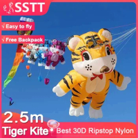 New 5-color 2.5M Tiger Kite Skeletonless 30D Tear Resistant Nylon Bag Kite Festival Performance Supplies (Wholesale Acceptance)