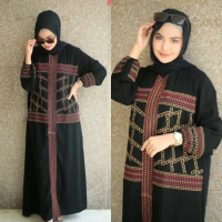 Abaya Bordir Sehsa Basic Arab Gamis Hitam Muslimah Bahan Saudi Jetblack Premium