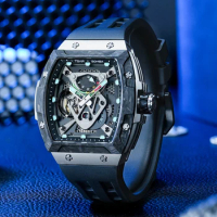 TSAR BOMBA Top Brand Mens Automatic Watch 50M Waterproof Titanium Wristwatch Luxury Carbon Fiber Mechanical Watch for Men