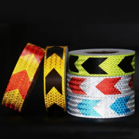 5cmx300cm Arrow Reflective Tape Safety Caution Warning Adhesive Sticker For Truck Motorcycle Bicycle Car Styling