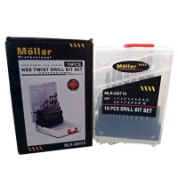 Mata Bor Mollar Besi Set 19pcs HSS Putih 1 - 10mm MTBS MLR-19