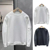 Loose Fit Sweatshirt Soft Breathable Men's Long Sleeve T-shirt Simple Style Elastic Cuff Mid Length with Pocket Ideal for Fall