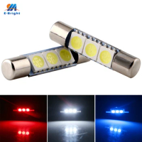 100 PCS C5W Bulbs T6 28mm 31mm LED License Plate Light Dome Festoon Mirror Vanity Lights for Vehicle Automotive White Blue Red