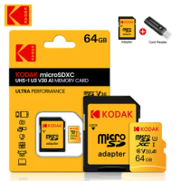 Kodak Micro SD Card Memory Card Class 10 64GB U3 4K High Speed Cartao De Memoria Flash Memory TF Mecard C10 For Card reader