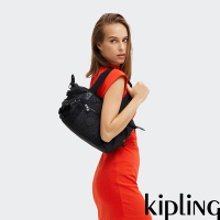 Kipling 經典黑菱格紋印花手提側背包-ART MINI