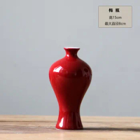 New Chinese red ceramic vase vintage small vase ornament decoration flower red plum vase