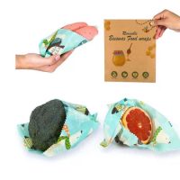 3PCS/Set Reusable Storage Wrap Sustainable Organic Sandwich &amp; Cheese Food Wrapping Paper BPA &amp; Plastic Free Beeswax Food Wrap