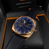 Giorgio Fedon 1919喬治飛登46mm六角形玫瑰金精鋼錶殼寶藍色錶盤真皮皮革寶藍錶帶款GF00009