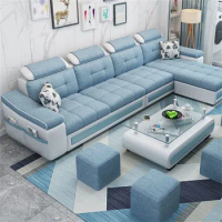 Cloth sofa living room size modern simple economic rental house removable Nordic Technology cloth sofa