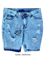 Celana pendek jeans pria dewasa model sobek Denim Nyaman  Keren  Distro Panjang Cowok Santai Biru Hi