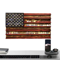 American Flag Challenge Coin Wall Display Challenge Coin Wooden Shelves Wood Challenge Coin Holder Commemorative Coin Rack